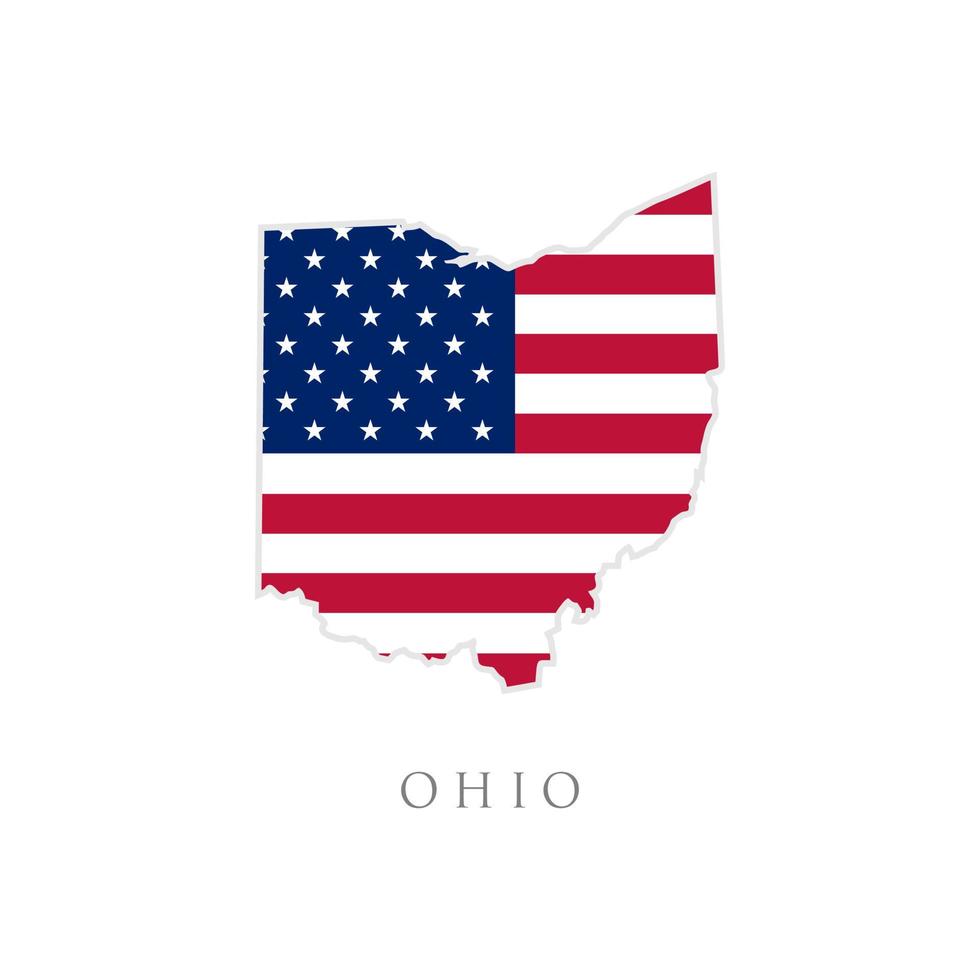 vorm van de staatskaart van Ohio met Amerikaanse vlag. vectorillustratie. kan gebruiken voor de dag van de onafhankelijkheid van de Verenigde Staten van Amerika, nationalisme en patriottisme. usa vlag ontwerp vector