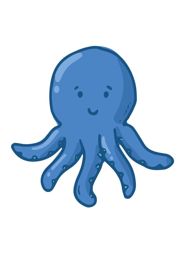 hand getekende octopus doodle, clipart voor kinderdagverblijf prints, posters, kaarten, stickers, kinderkleding decor, sublimatie, enz. eps 10 vector