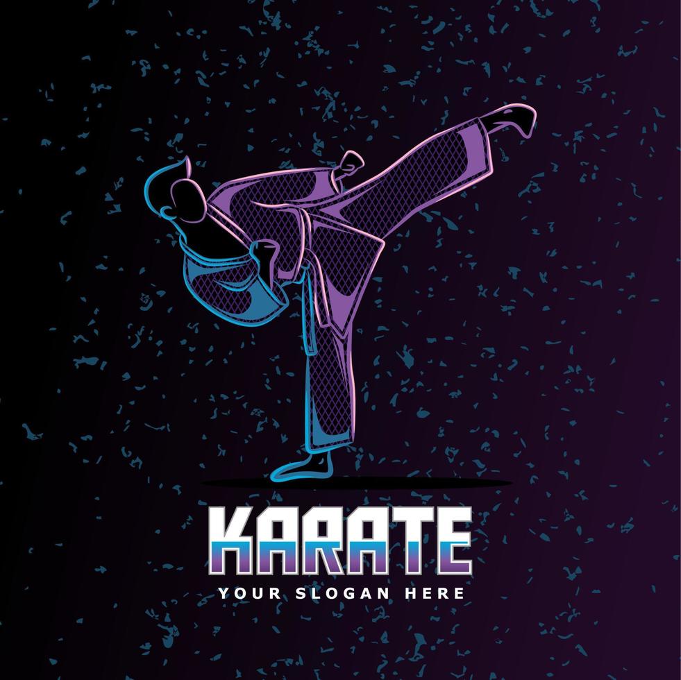 karate kick neon lijn kunststijl perfect voor poster, banner, bestemmingspagina, t-shirt en andere merchandise vector