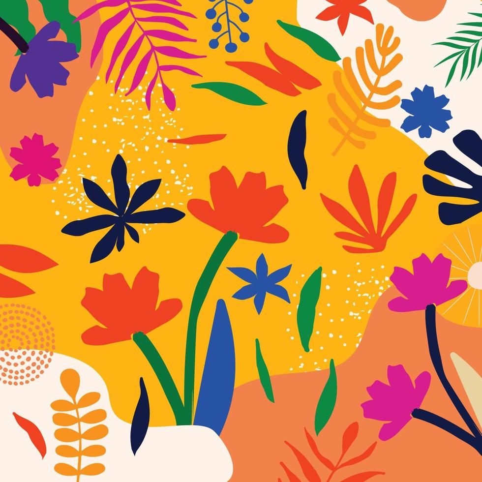 kleurrijke organische vormen doodle collectie. schattige botanische vormen, willekeurige kinderachtige doodle-uitsparingen van tropische bladeren en bloemen, decoratieve abstracte kunst vectorillustratie vector