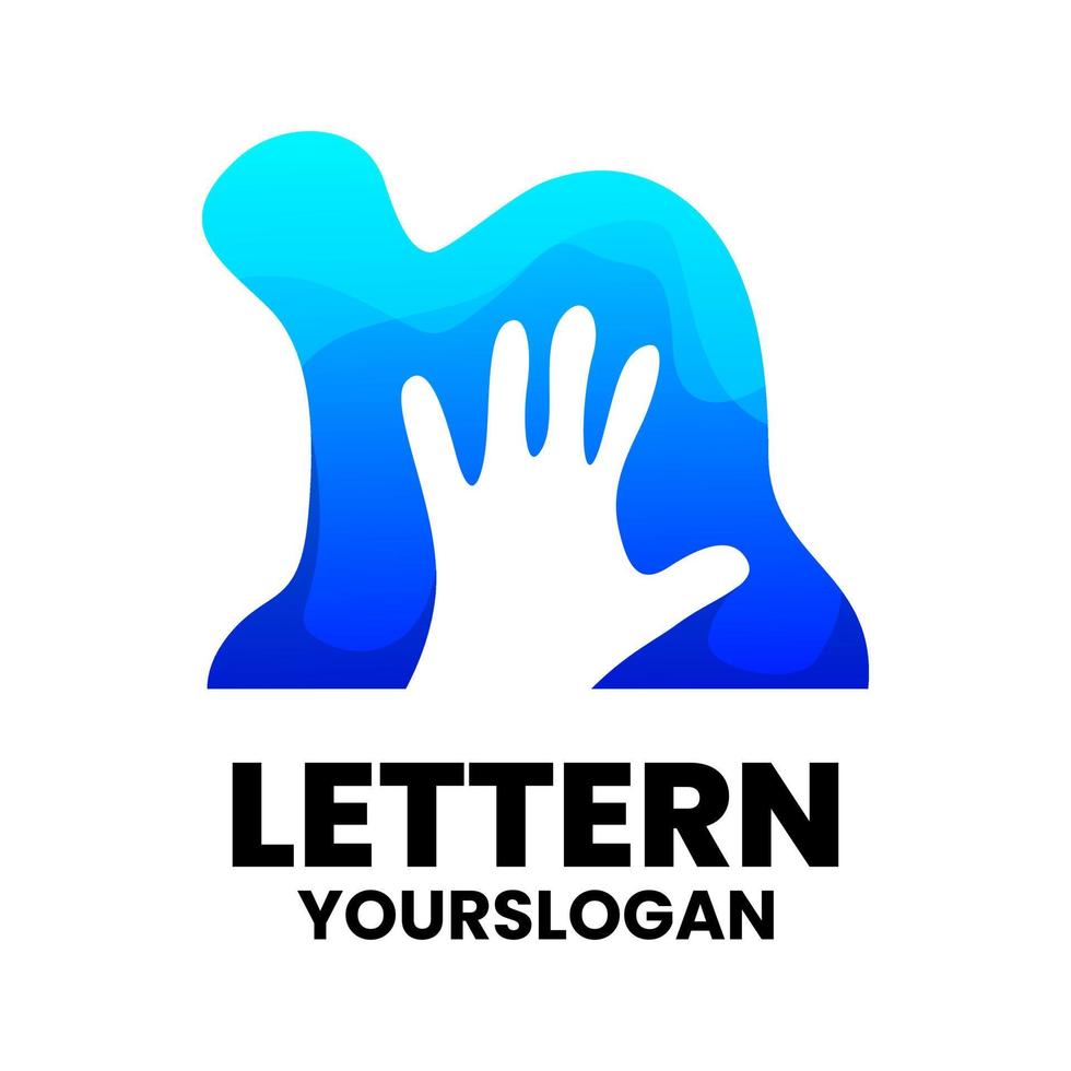 letter n hand gradiënt logo ontwerp vector