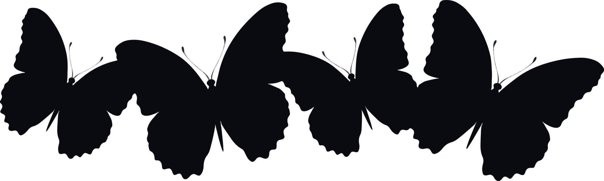 vlinder zwarte silhouetten. clip art. ontwerp, ornamenten. vector
