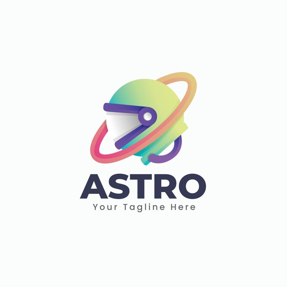 astronaut hoofd planeet logo sjabloon vector