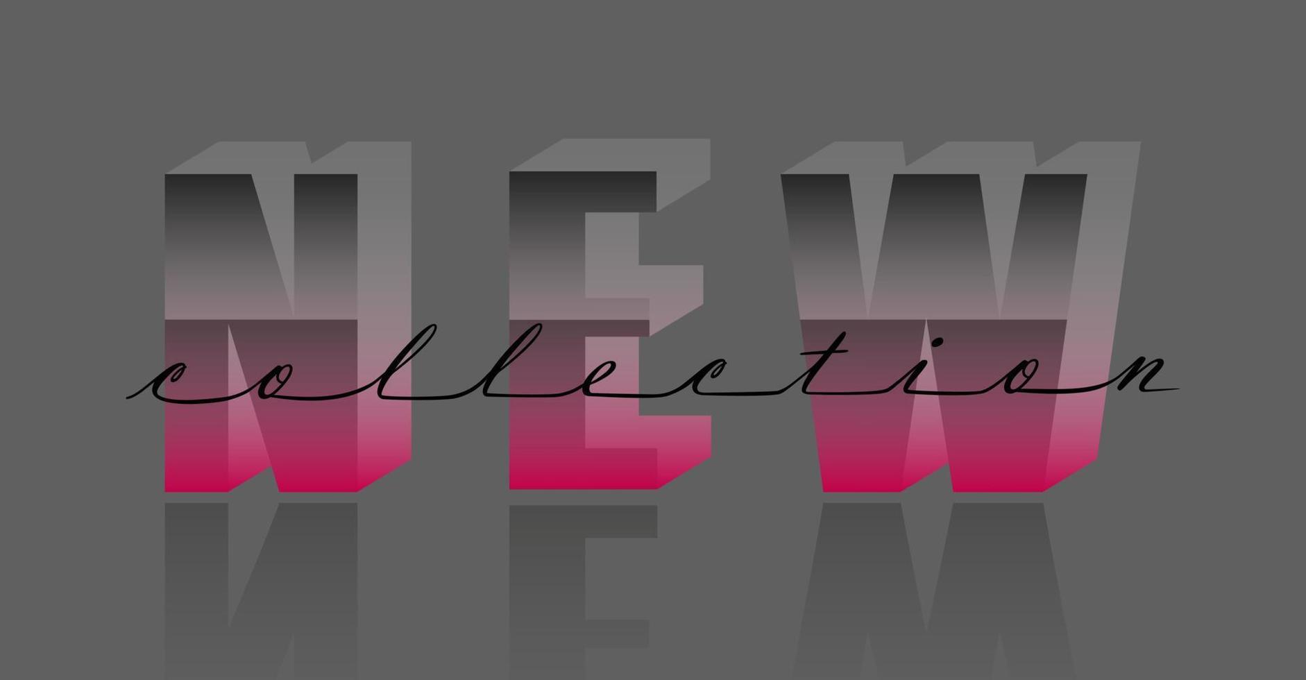 nieuwe collectie doorlopende lijn kunst vector belettering. moderne slogan handgeschreven kalligrafie. grijs en roze 3D-lettertype. glamour fashion design voor sociale media, banner, label, kaart, poster afdruksjabloon.