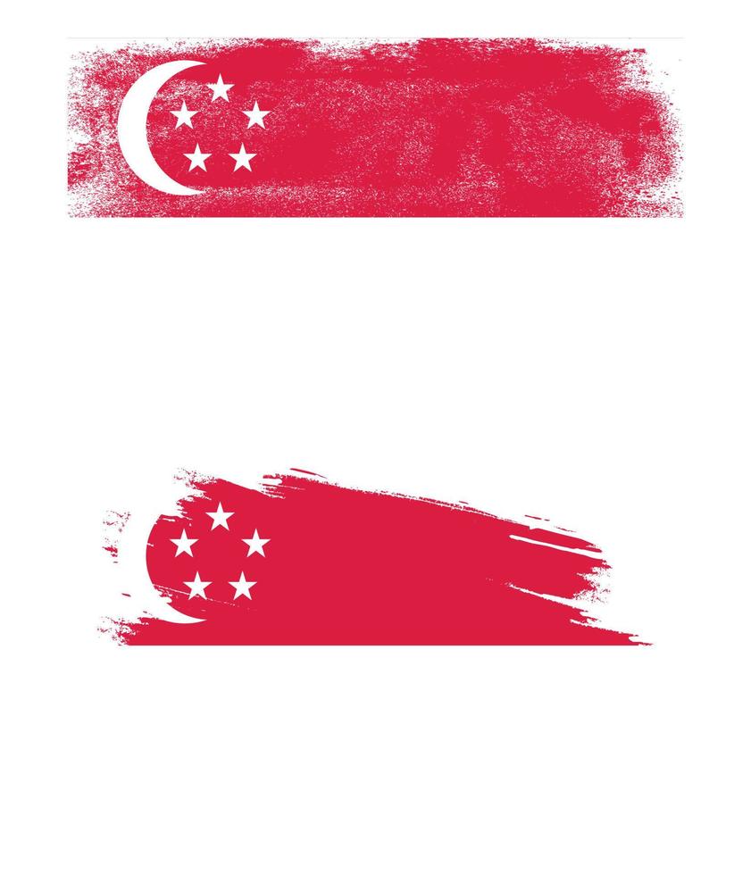 vlag van singapore in grunge-stijl vector