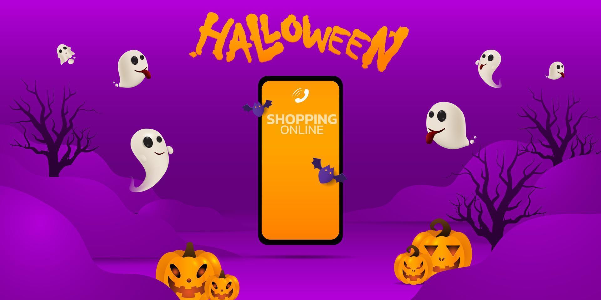 halloween achtergrond voor een feest en verkoop op halloween night.happy halloween banner. vector