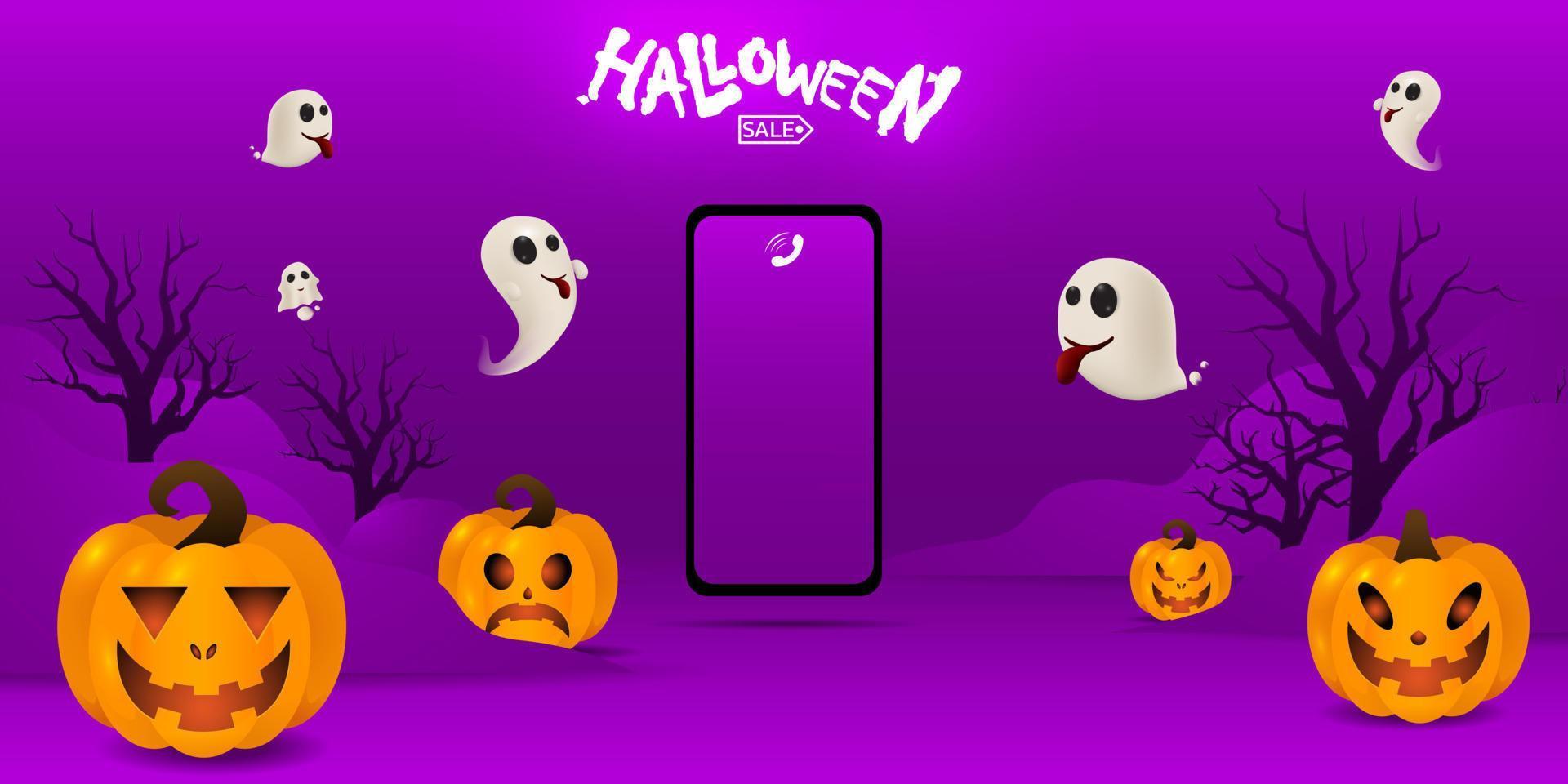 halloween achtergrond voor een feest en verkoop op halloween night.happy halloween banner. vector