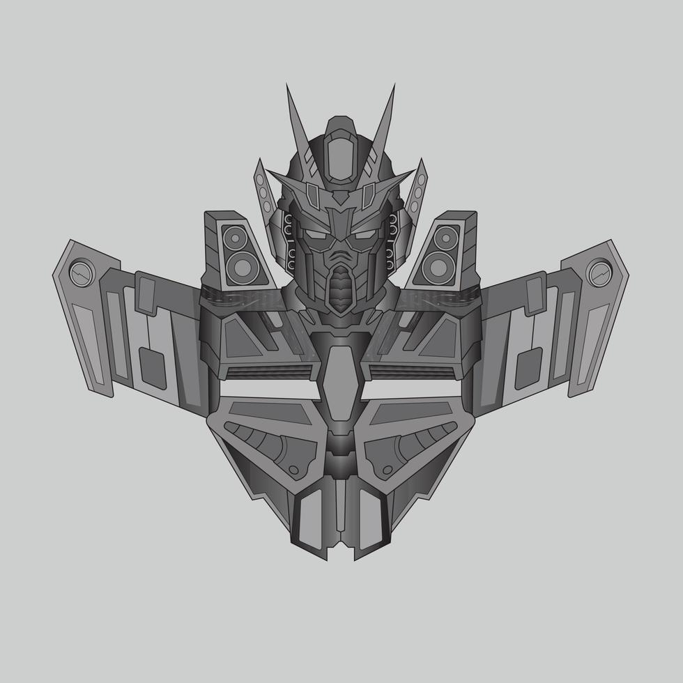 zwart-wit krijger cyborg robot ridder in de heilige geometrie ornamenten achtergrond, perfect voor tatoeages vector