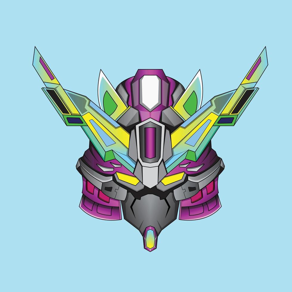 krijger cyborg hoofd robot ridder in de heilige geometrie ornamenten achtergrond, perfect voor t-shirt design, sticker, poster, merchandise en e-sport logo vector