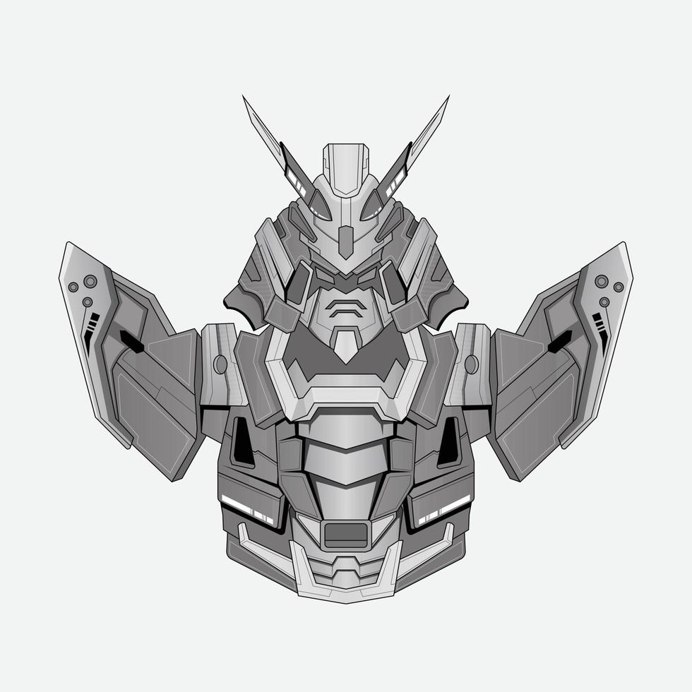handgetekende schets robot ridder krijger cyborg op achtergrond, perfect voor t-shirt design, sticker, poster, merchandise en e-sport logo vector