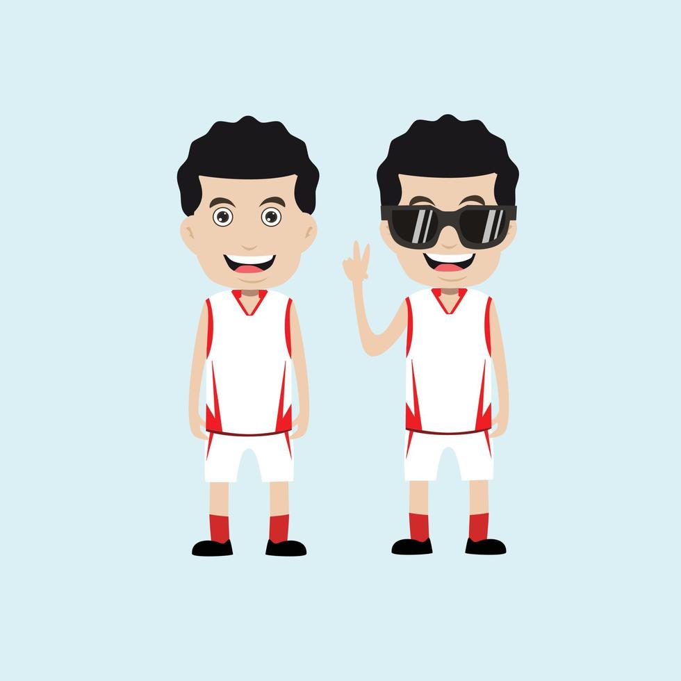 karakter ontwerp set basketbal speler sportman platte ontwerp stijl minimale vector illustratie