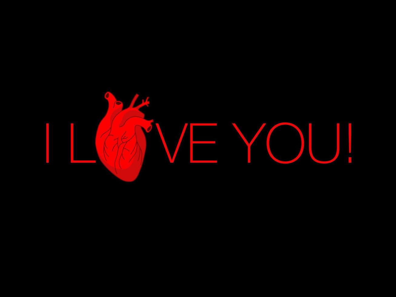 inscriptie ik hou van je en afbeelding van menselijk hartorgel vector