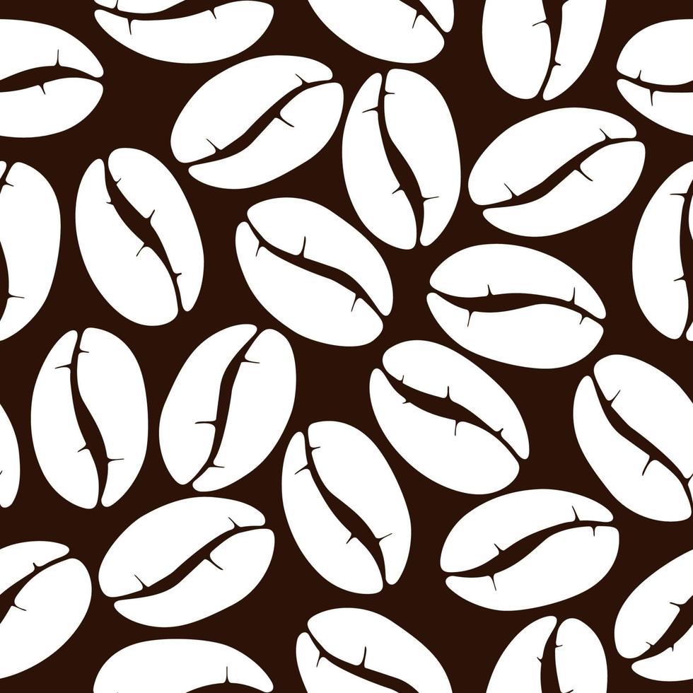 witte koffiebonen op bruine achtergrond. naadloos patroon vector
