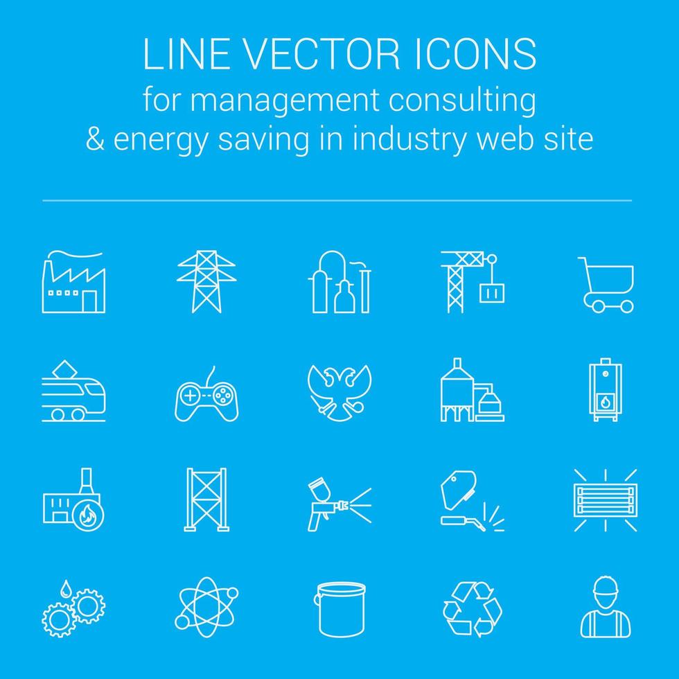 lijn vector iconen voor management consulting en energiebesparing op de website van de industrie