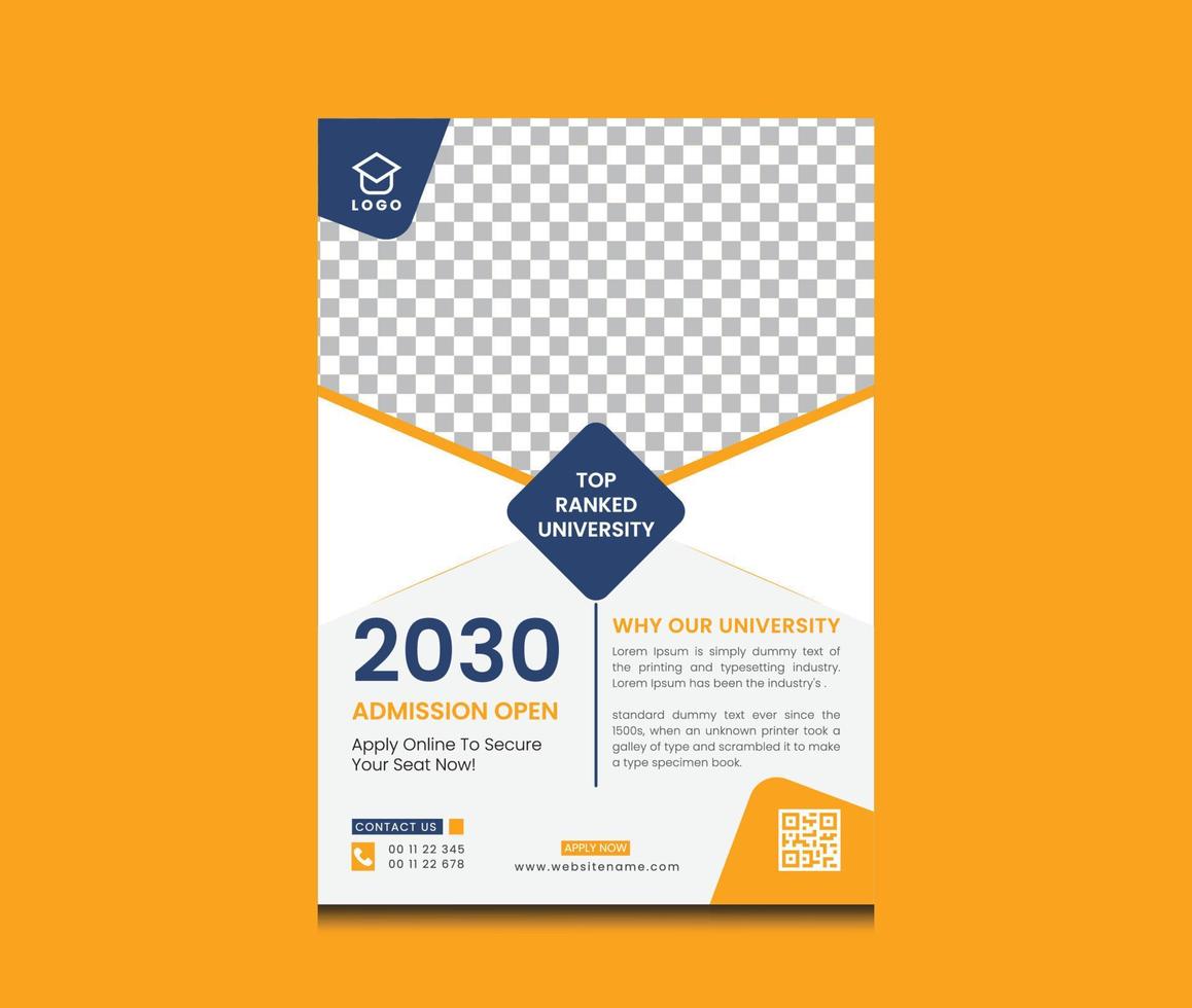 moderne universitaire toelating flyer ontwerpsjabloon vector