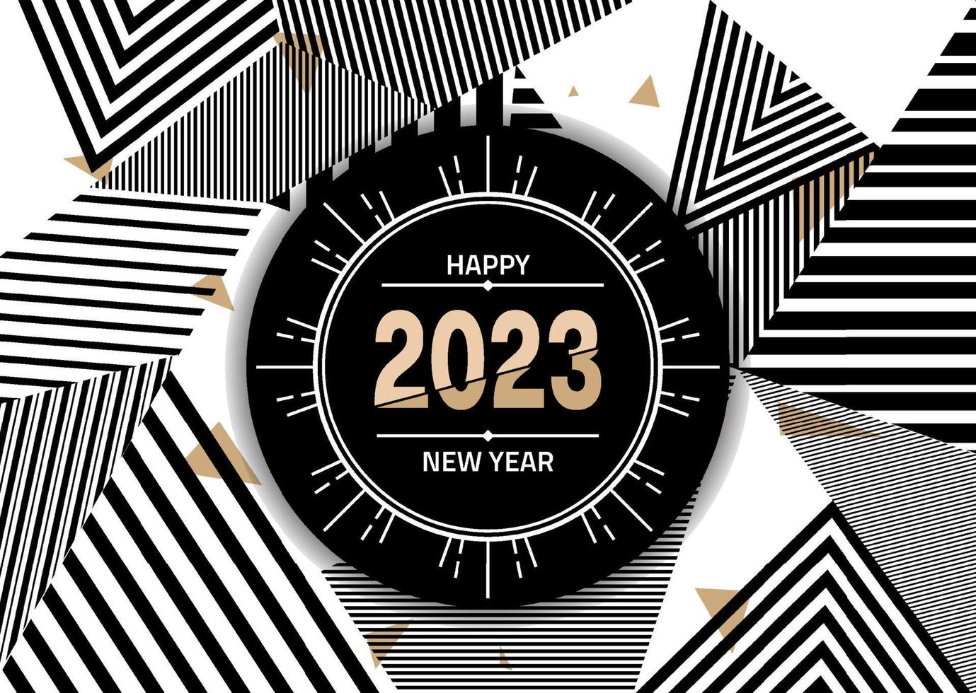 abstracte zwarte cirkel typografie 2023. gelukkig nieuwjaarskaart. vector