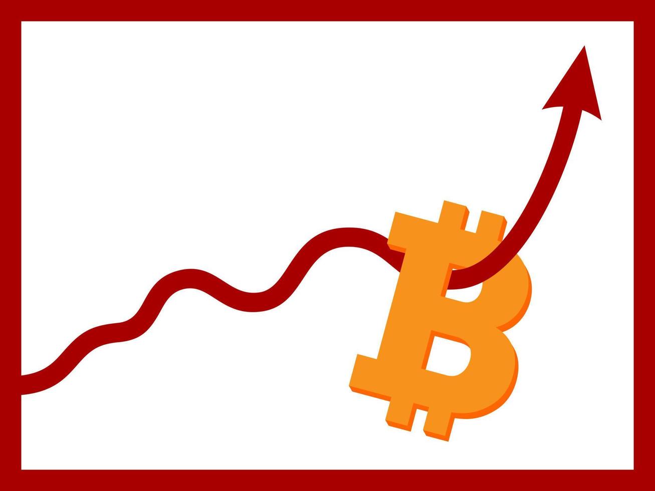 uptrend lijn pijl door bitcoin teken op witte kleur achtergrond plat pictogram ontwerp vector