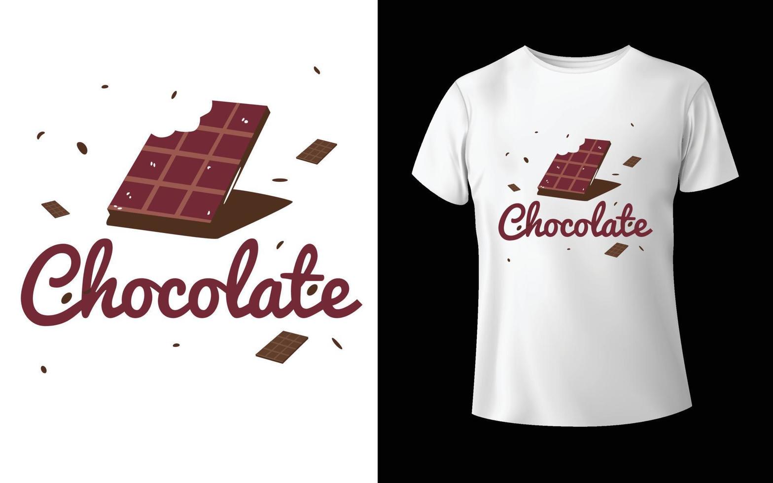 wereld chocolade dag t-shirt design wereld chocolade dag kalligrafie hand belettering geïsoleerd op wit. vector sjabloon voor logo ontwerp, typografie poster, wenskaart, briefkaart, sticker, t-shirt,