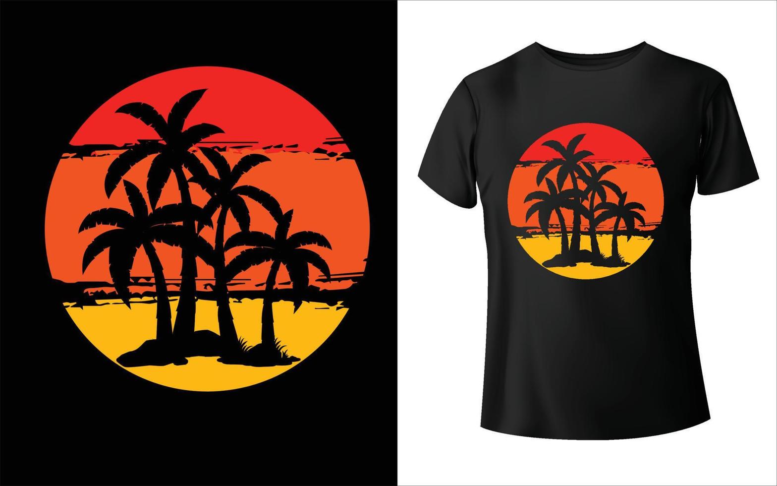 zomer t-shirt design, zomer vintage t-shirt design, zomer strand t-shirt sjabloon kleur, t-shirt design vector