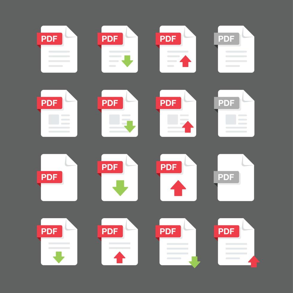 pdf-bestanden icon set, vector design element illustratie