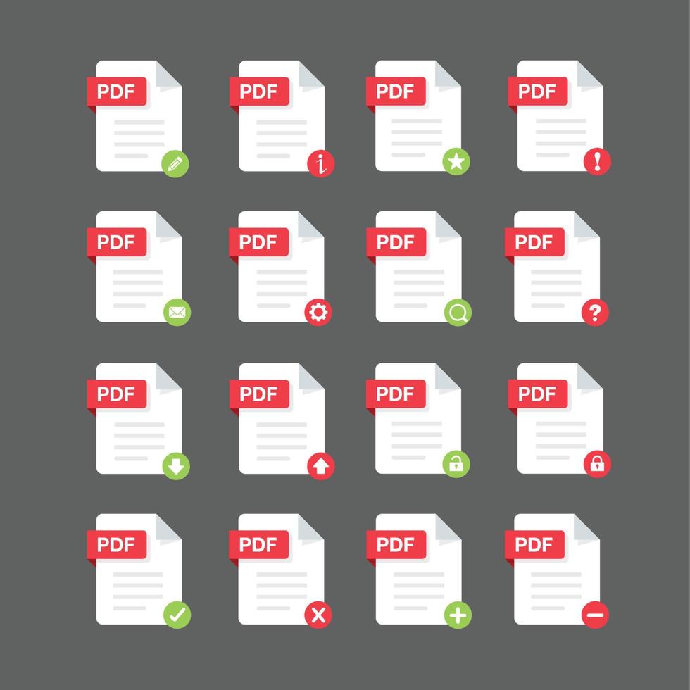 pdf-bestanden icon set, vector design element illustratie