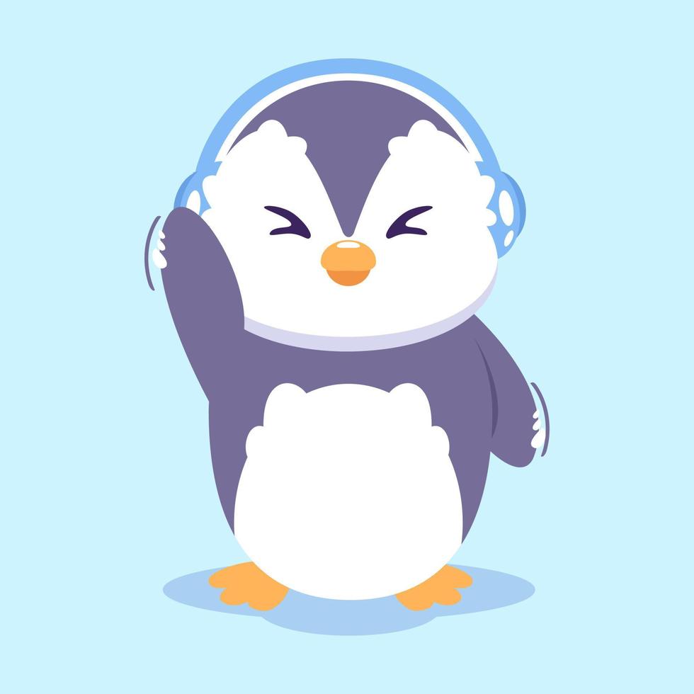 schattige pinguïn muziek vectorillustratie. schattig dier fantasie concept geïsoleerd vector