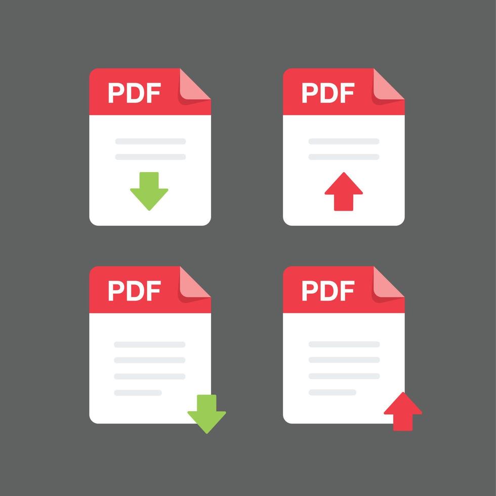 plat ontwerp met pdf-bestanden icon set, vector design element illustratie