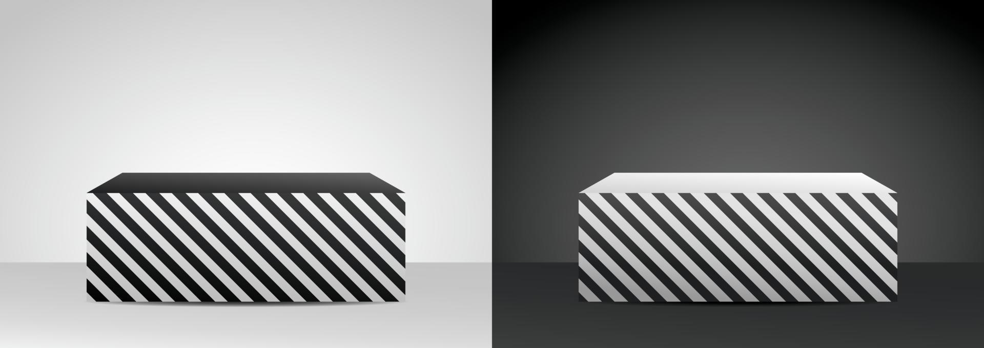 cool zwart-wit schuin gestreept patroon podium display 3d illustratie vector