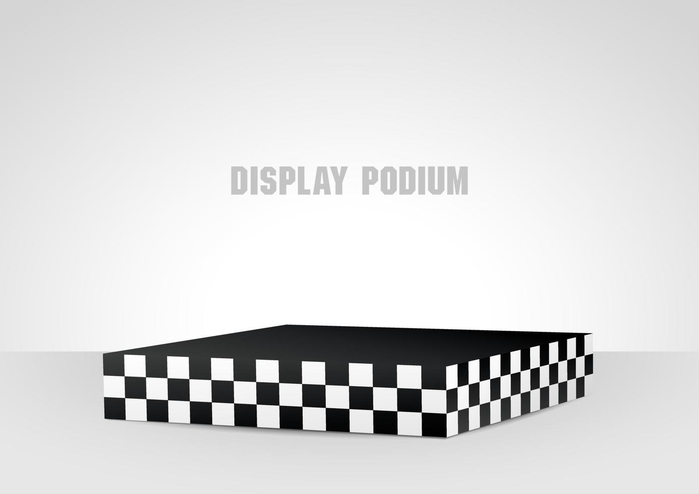 cool straatstijl zwart-wit geruit grafisch patroon podium display 3d illustratie vector