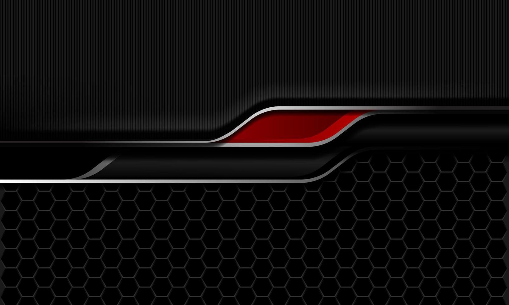 abstract rood zwart zilver metaal geometrisch banner zeshoek maaspatroon ontwerp modern futuristisch technologie achtergrond vector