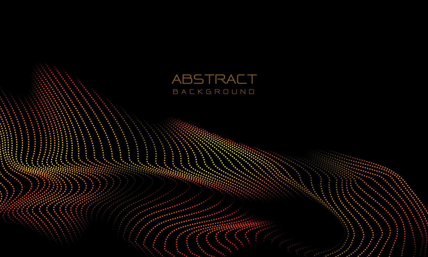 abstracte 3d hete rode gele stippen golf kromme beweging licht op zwart met lege ruimte ontwerp moderne futuristische technologie achtergrond vector