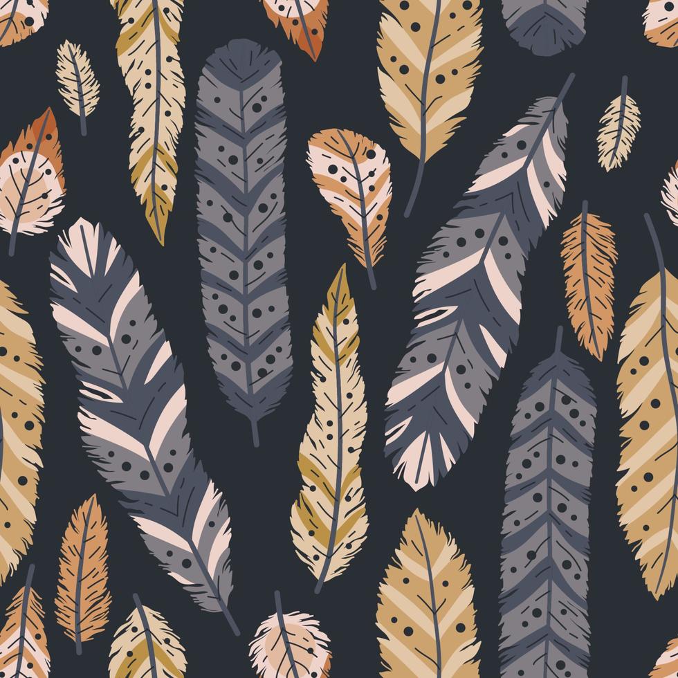 naadloze patroon van decoratieve gekleurde dieren tribal veren. vector