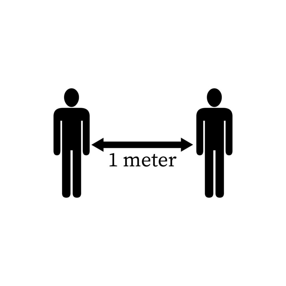 sociale afstand pictogram vector. voorkom verspreiding van het coronavirus, beperk de wachtrijafstand vector