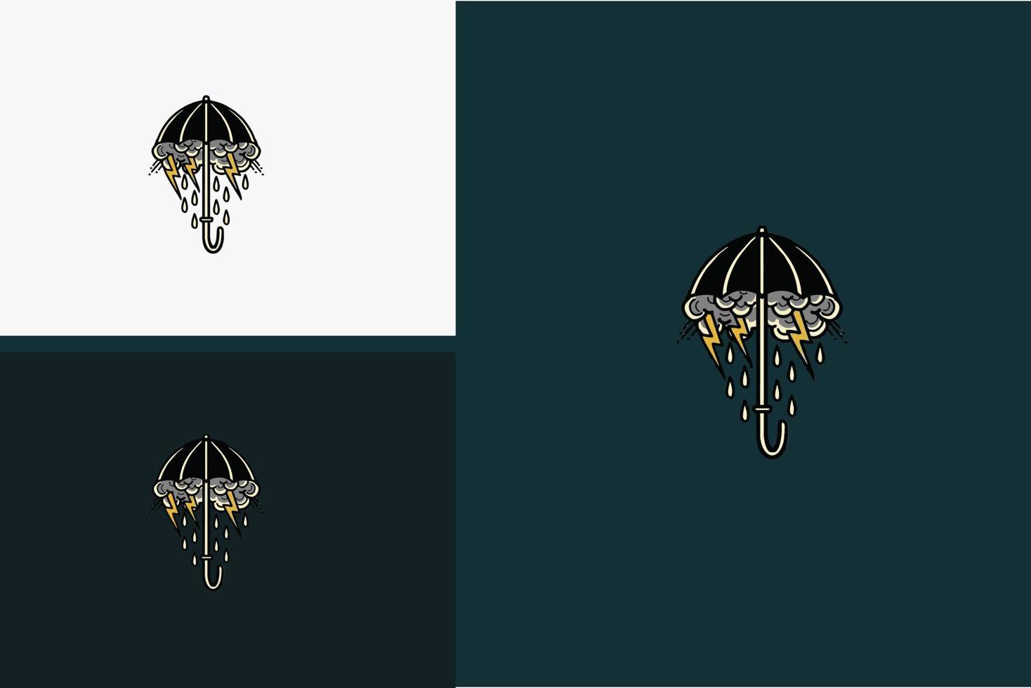 paraplu en bliksem logo ontwerp vector
