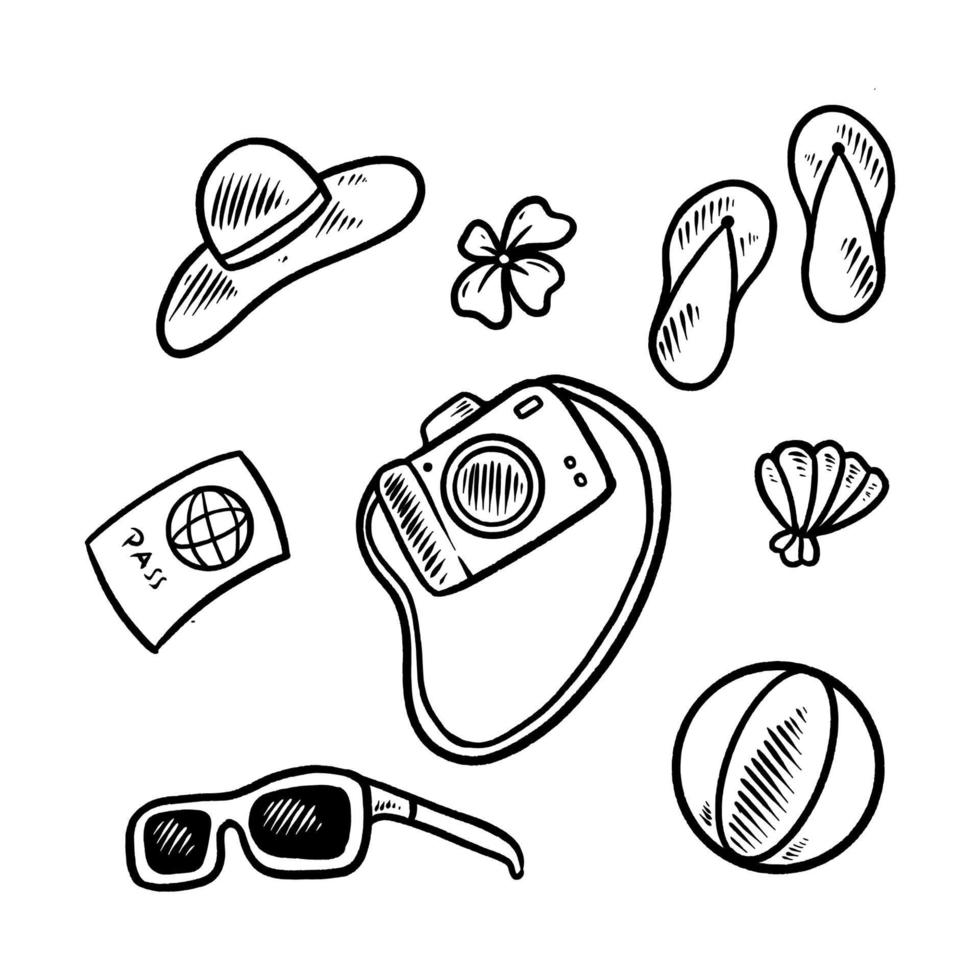 reizen doodles set hand getrokken vectorillustratie vector