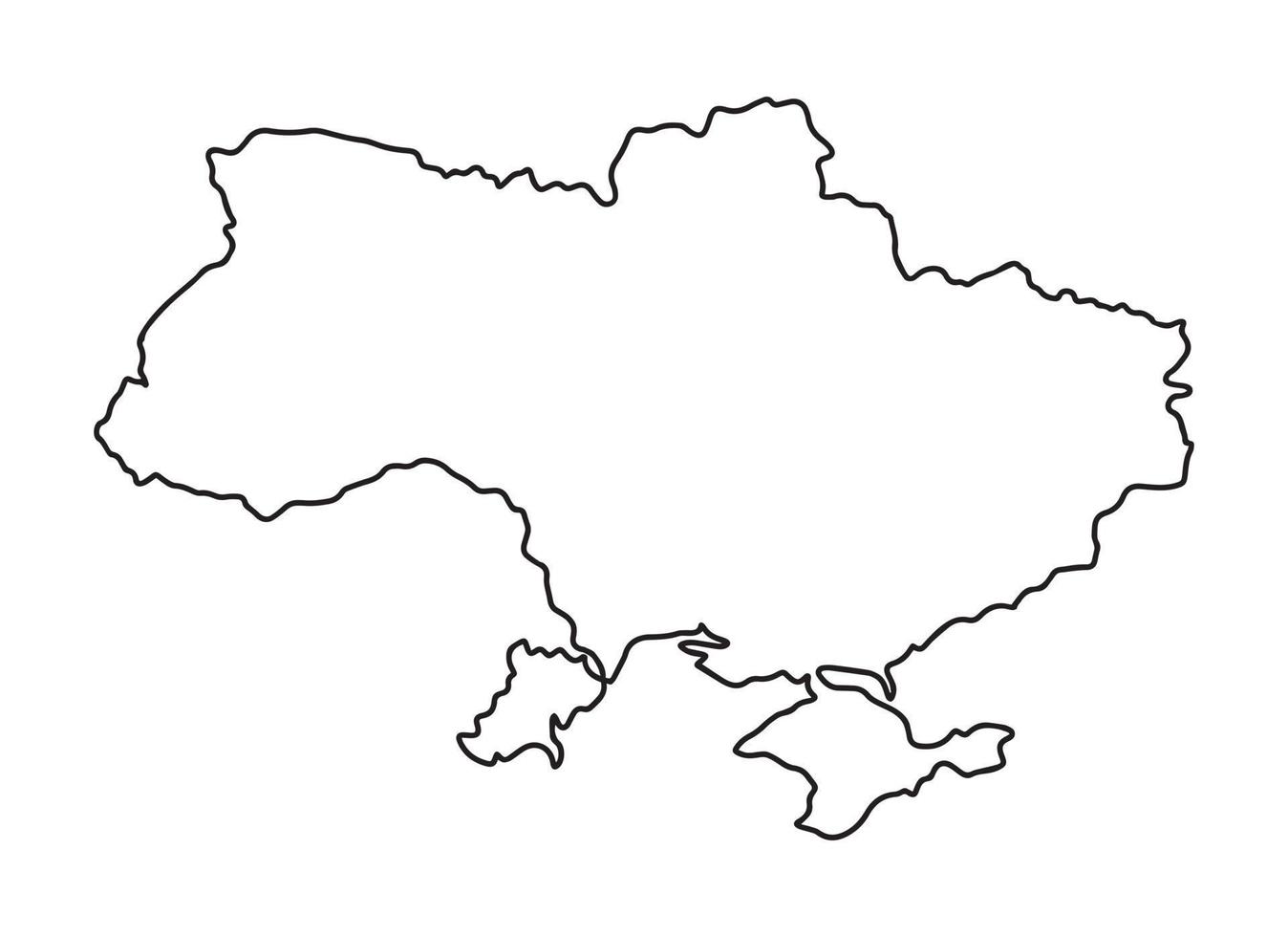 kaart van Oekraïne - eenvoudige hand getrokken schets stijl zwarte lijn overzicht contour kaart. vectorillustratie geïsoleerd op wit. Oekraïense grens silhouet tekening. vector