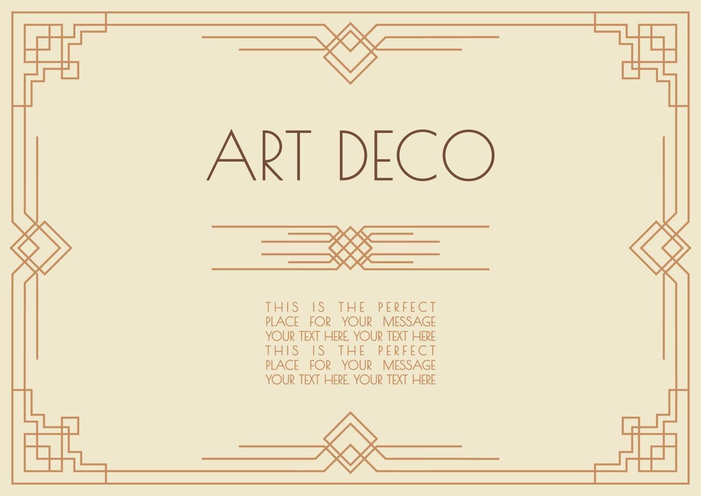 art deco en Arabische stijl uitnodigingskaartsjabloon met frame gouden kleur lijnstijl vector
