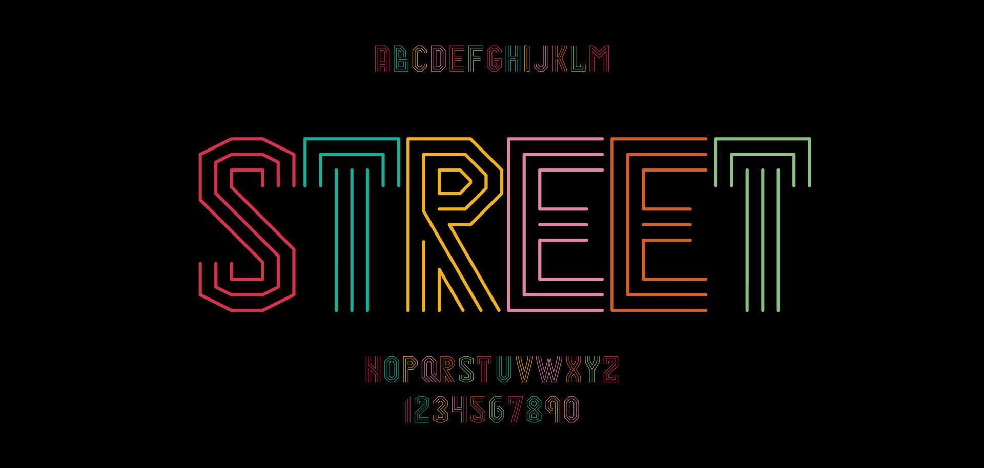 vector straat lettertype kleur lijnstijl