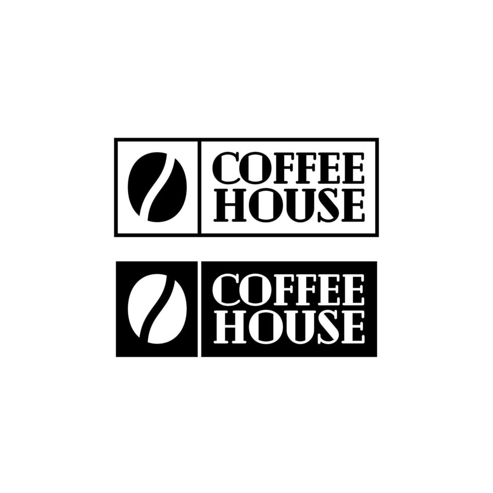 koffiehuis logo set met koffieboon zwarte kleur lijnstijl geïsoleerd op de achtergrond voor café vector