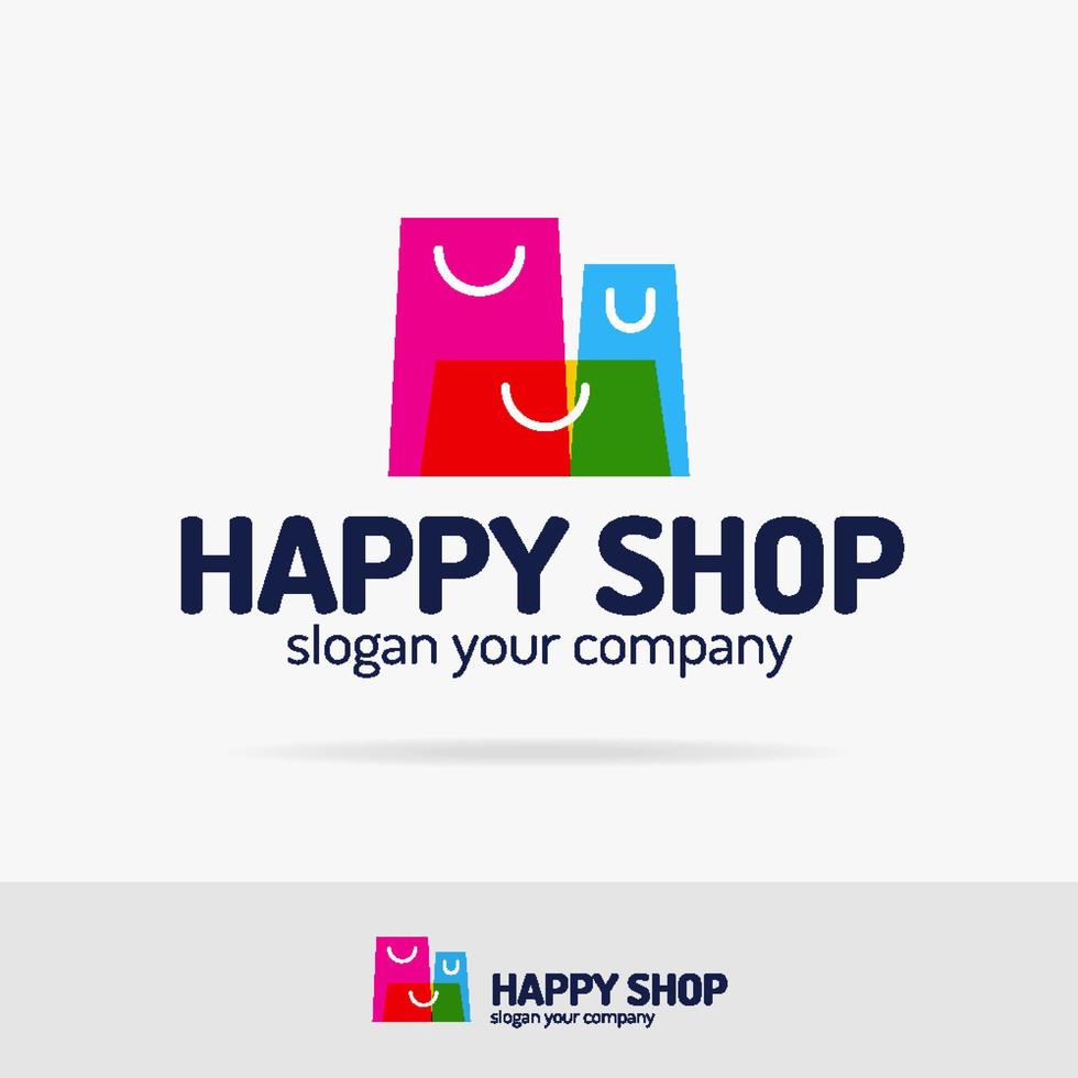 boodschappentassen logo set kleurrijke moderne stijl voor winkel, winkel embleem vector