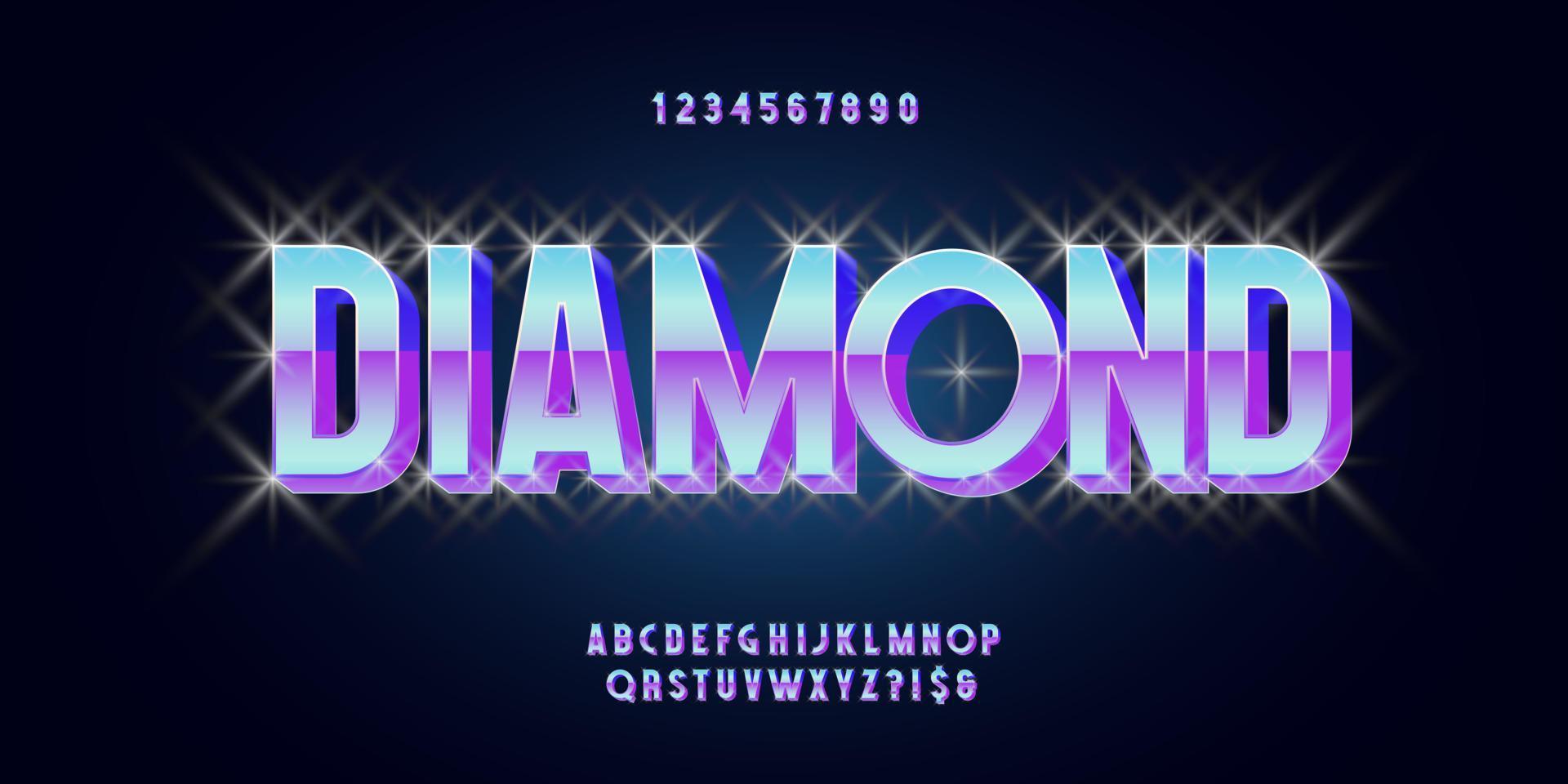 vector diamant lettertype 3d vetgedrukte stijl