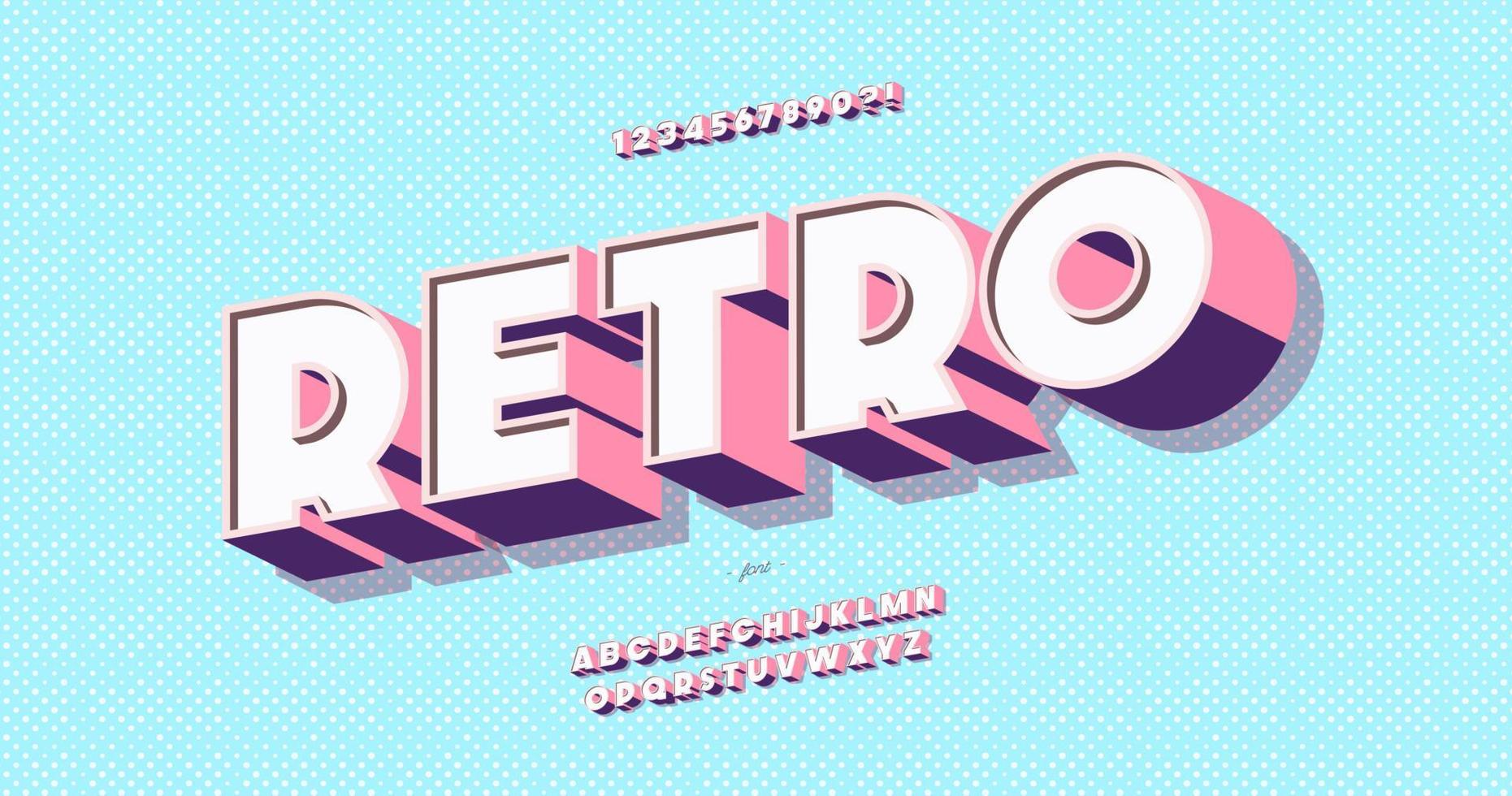 vecror retro lettertype 3d vetgedrukte stijl vector