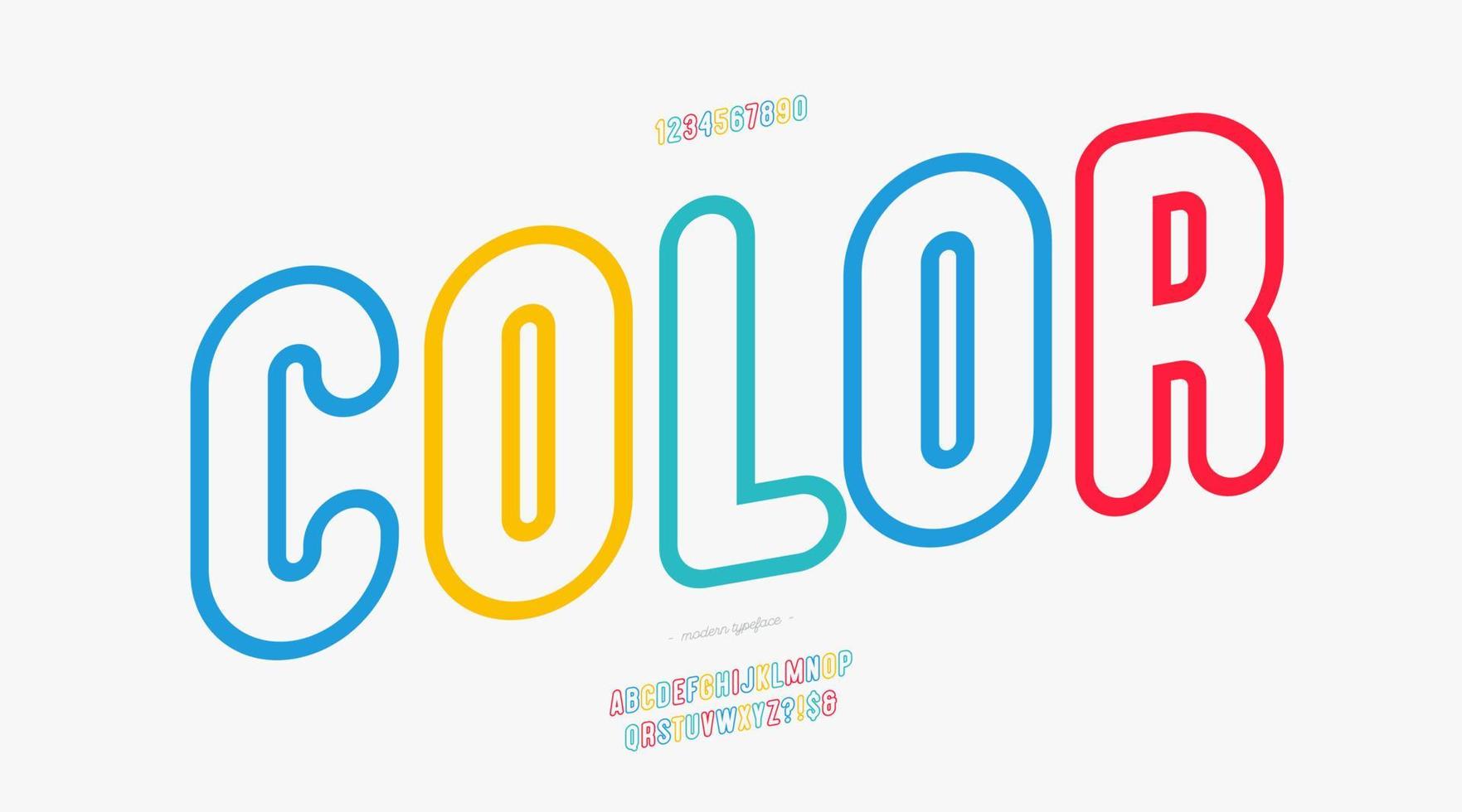 vector kleur lettertype vet omtrek stijl