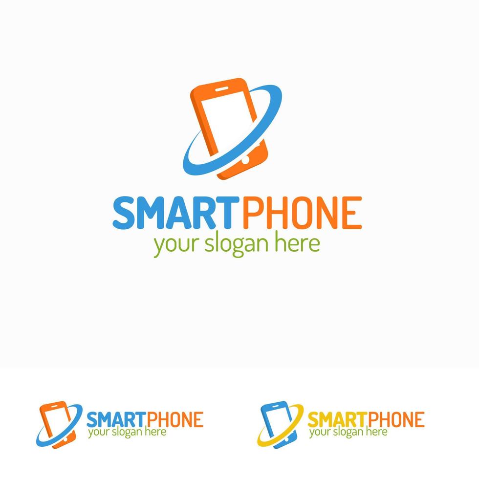 smartphone logo set met silhouet telefoon met cirkel vector
