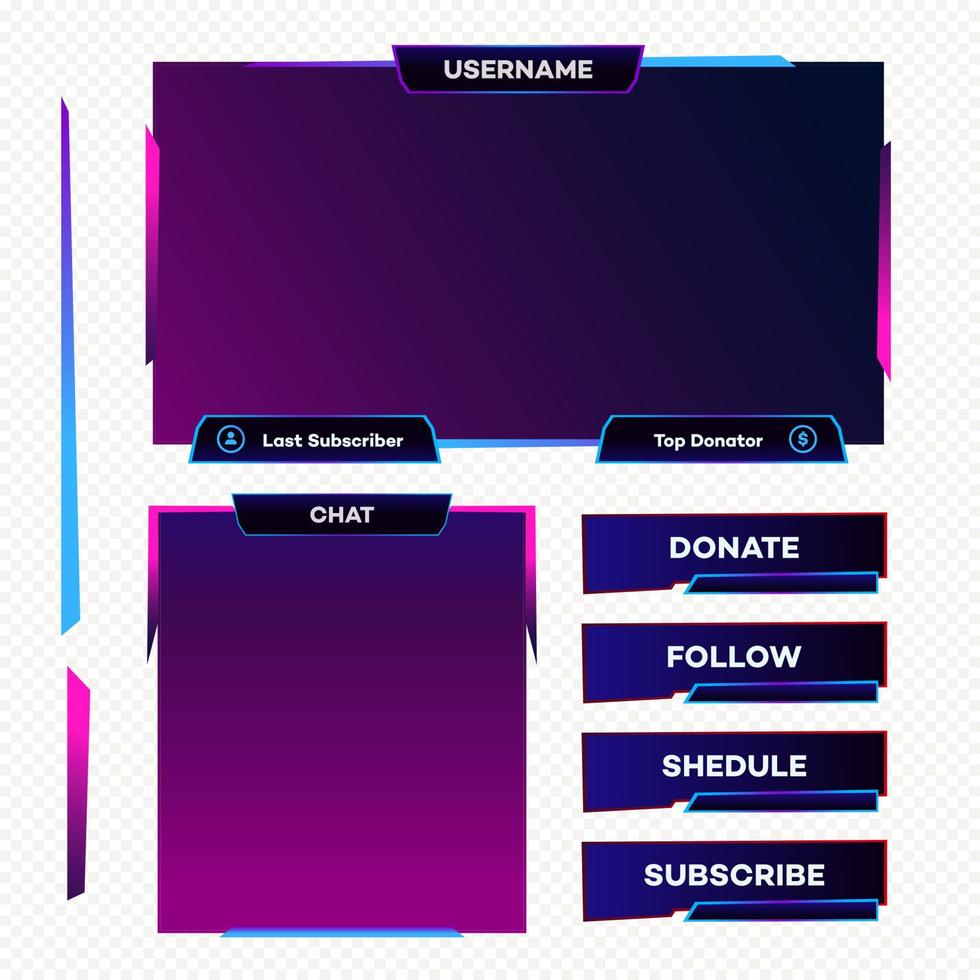 schermpaneel overlay spel neon thema vector