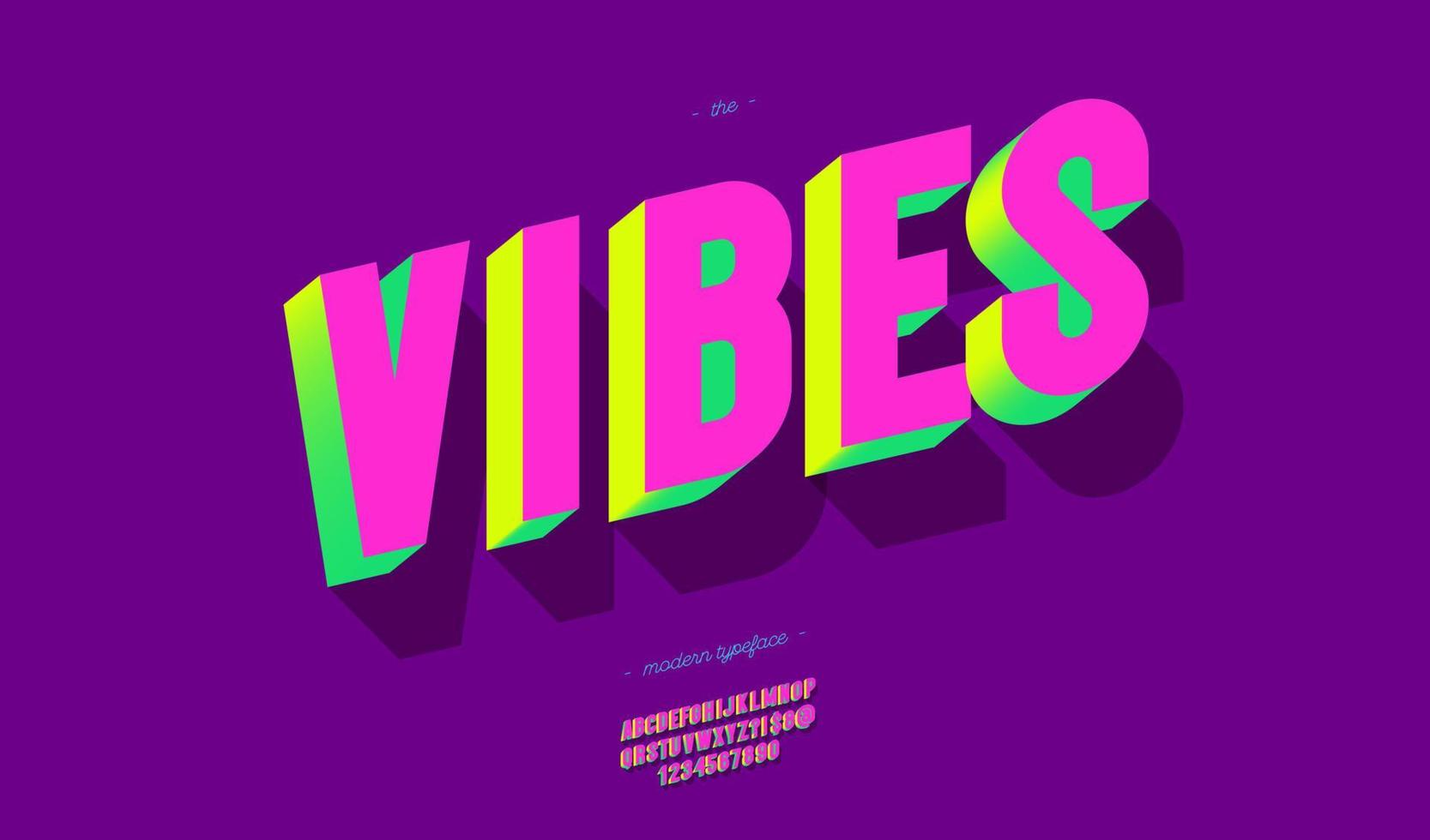 vector vibes lettertype 3d vetgedrukte stijl