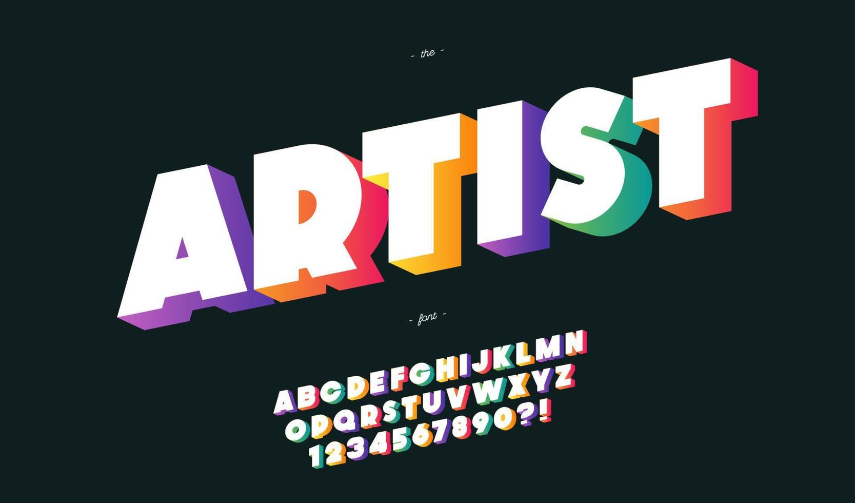 vector artiest lettertype 3d vet colorr stijl