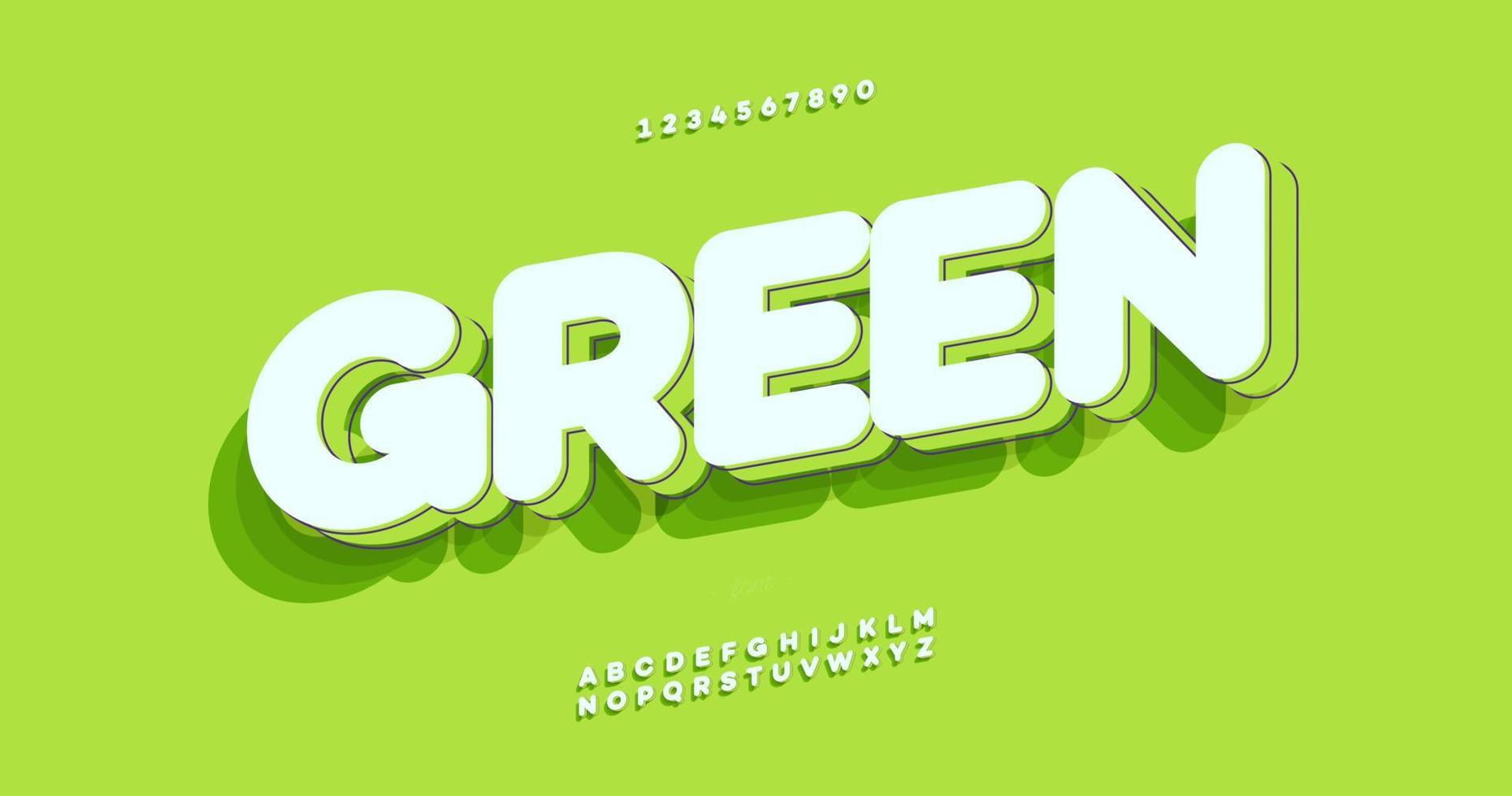 vector groen lettertype 3d vetgedrukte stijl