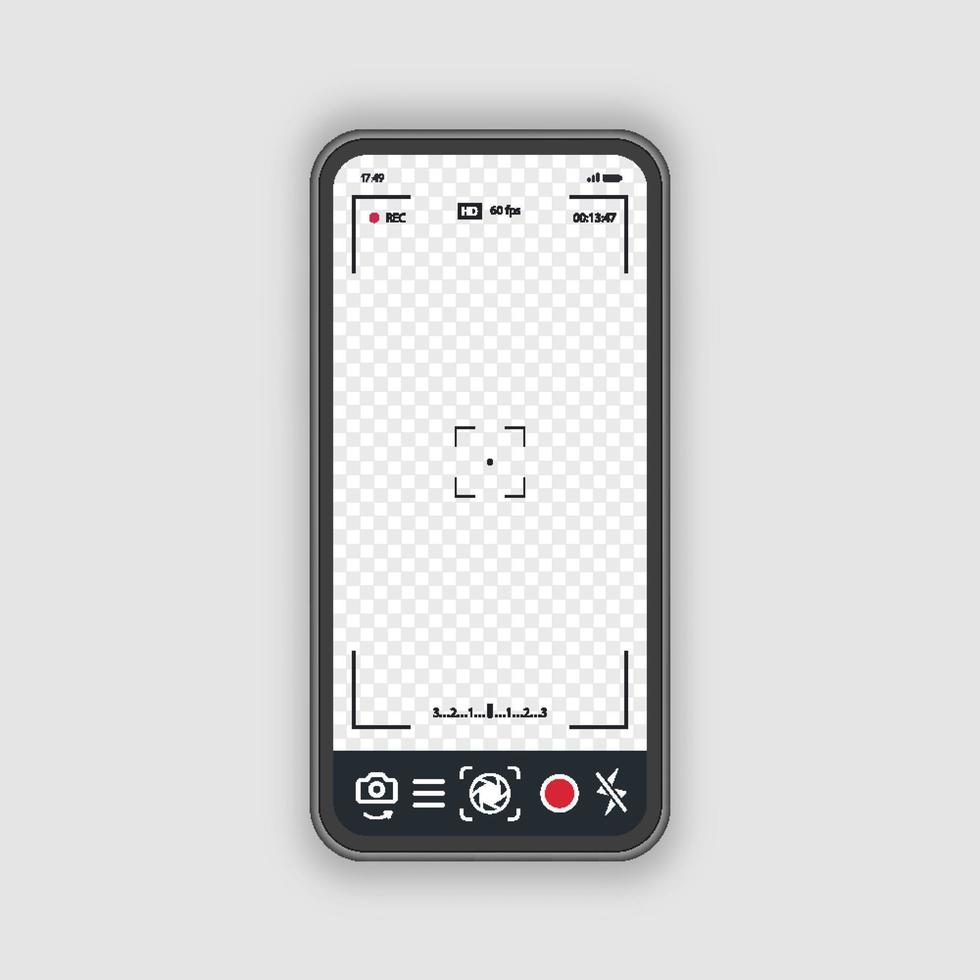 mobiele telefoon met opnameframecamera vector