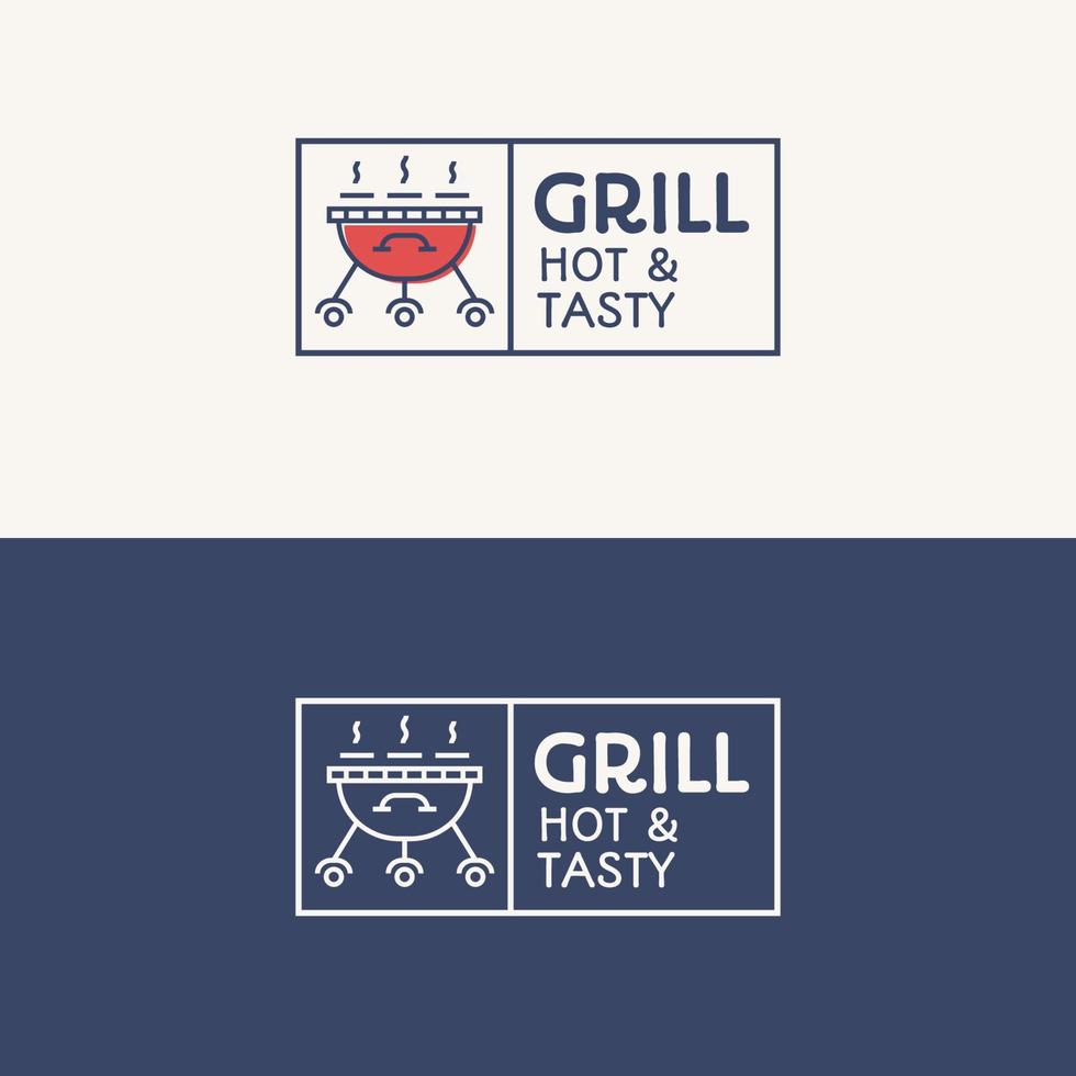 grill logo set kleur en lijnstijl voor barbecue embleem, bbq party, badge, symbool, label vector